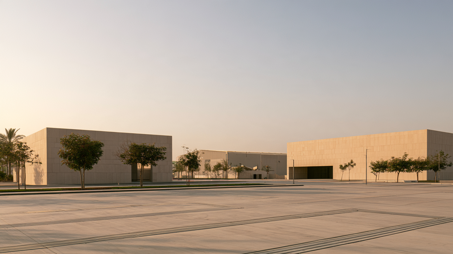 Low-rise industrial and trading units under open sky