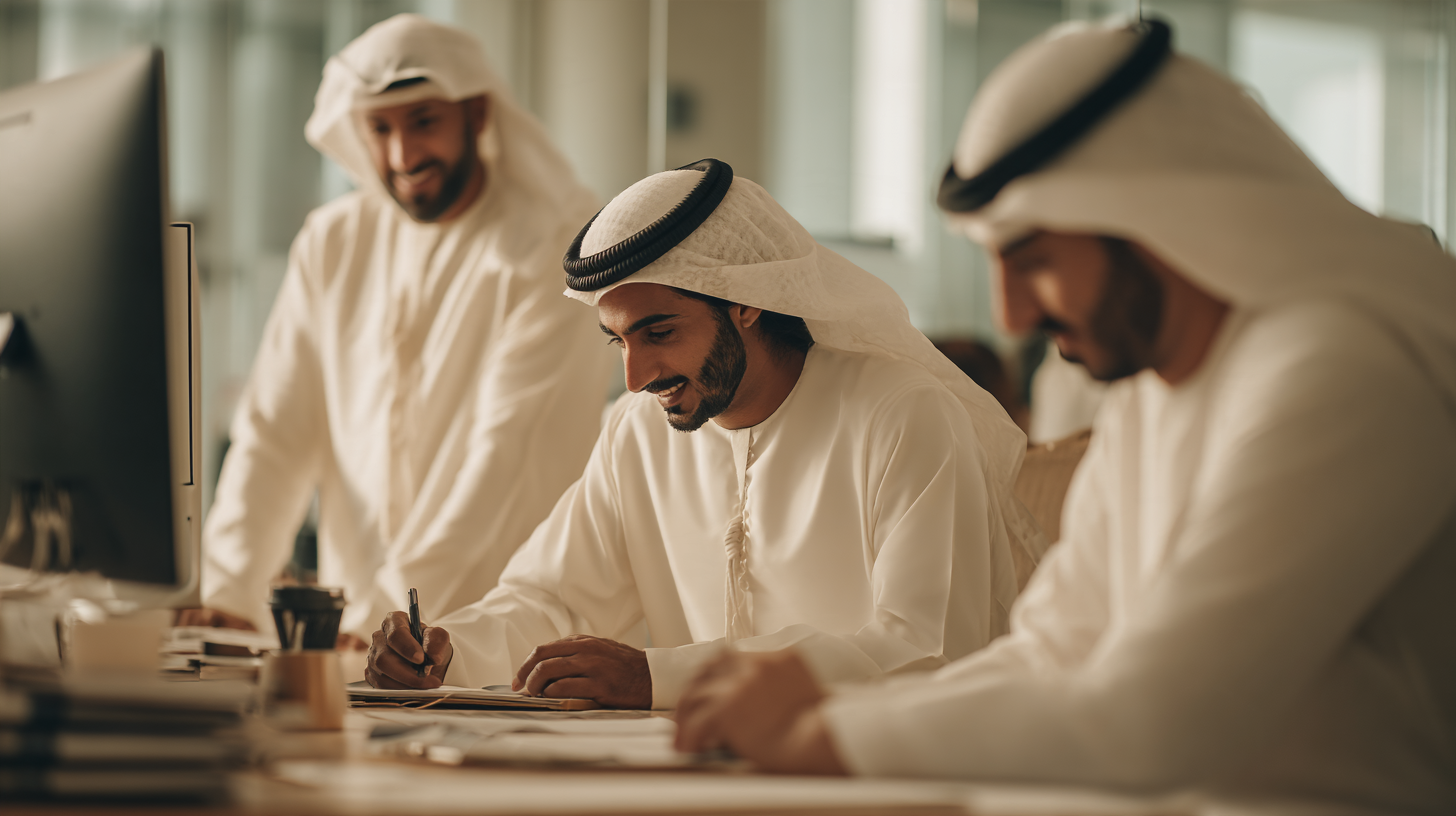 Colleagues considering and signing a document at a desk