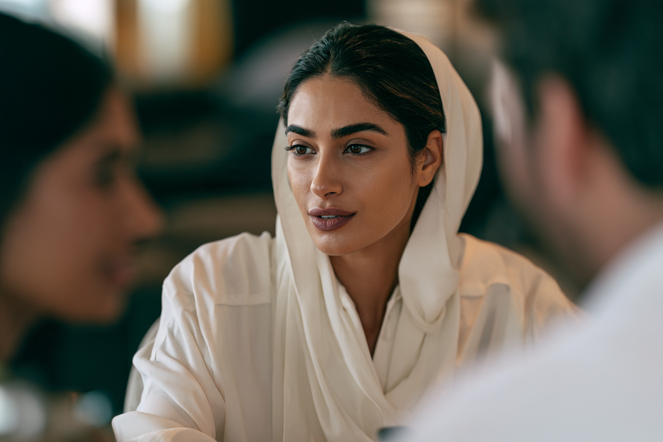 A specialist in a working discussion with colleagues