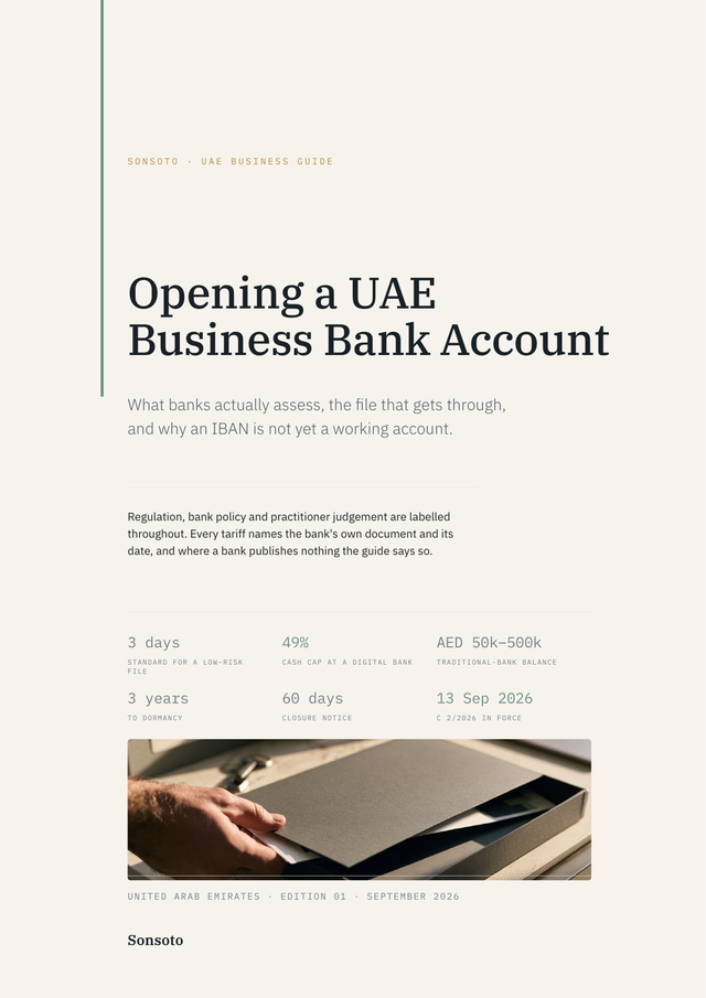 Cover of the Sonsoto UAE Business Banking guide