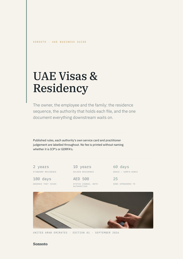 Cover of the Sonsoto UAE Visas & Residency guide